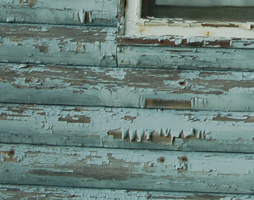 The peeling paint